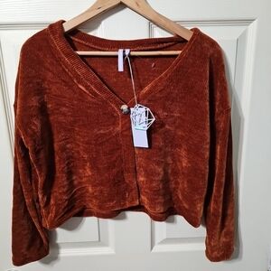 NWT Good‎ Luck Girl Cardigan Sweater One Button Short Velvety Soft - Size XL BB1